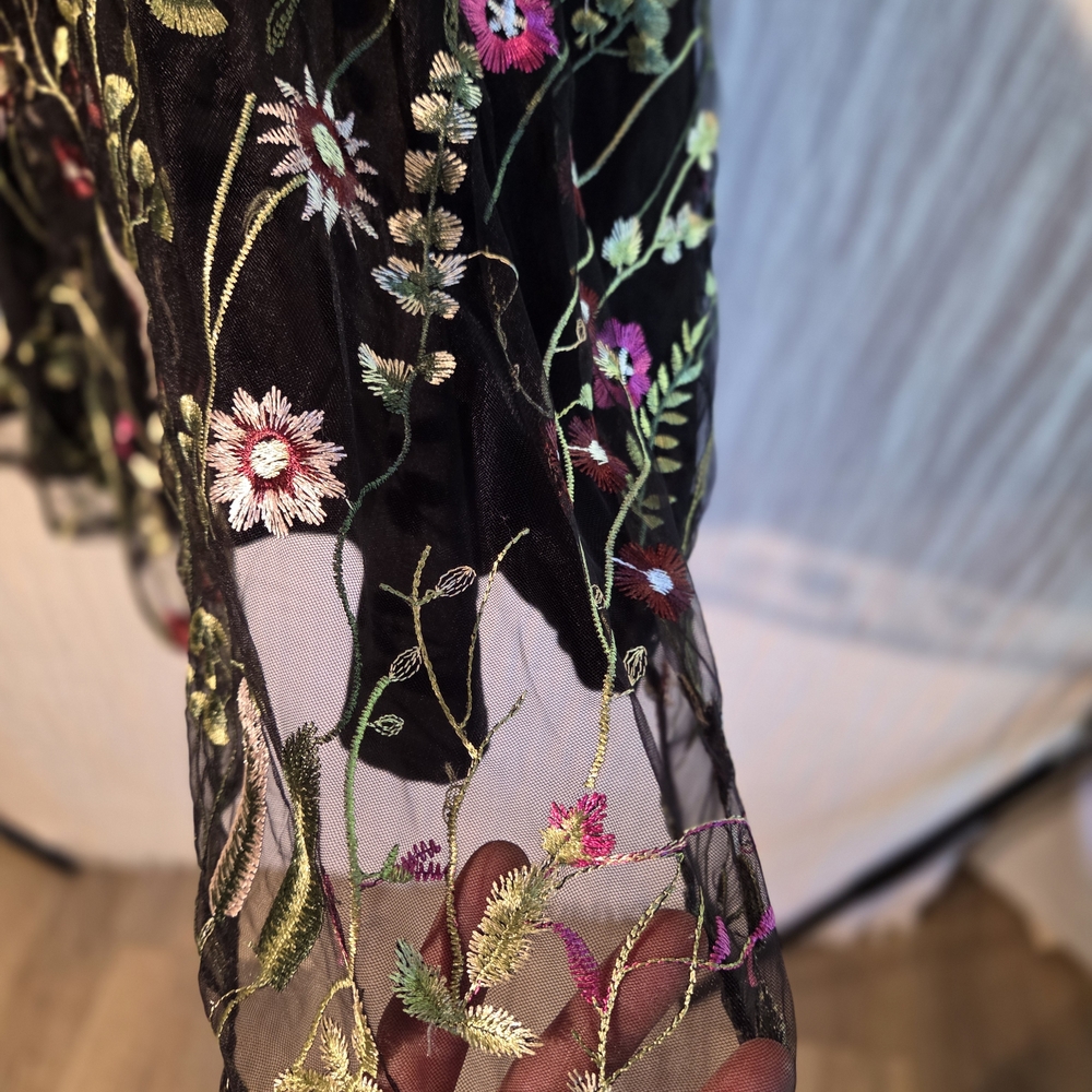City Studio Black Dress with Floral Embroidery - Picture 4 of 6